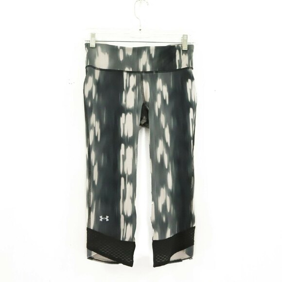 Under Armour Womens Heat Gear Leggings Size S Crop Gray Multi Workout EUC B68 - Picture 1 of 5